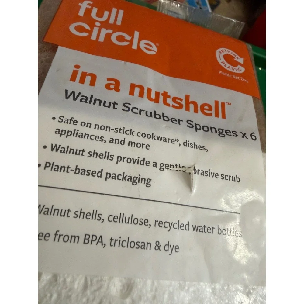 Full Circle In A Nutshell Walnut Scrubber Sponges 6 Pack FC24203‎ Eco Friendly